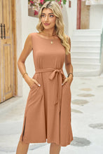 Load image into Gallery viewer, Umbria Tied Round Neck Sleeveless Dress