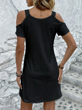Load image into Gallery viewer, Delya Eyelet V-Neck Cold Shoulder Mini Dress