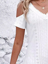 Load image into Gallery viewer, Delya Eyelet V-Neck Cold Shoulder Mini Dress