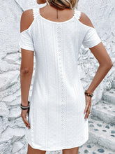 Load image into Gallery viewer, Delya Eyelet V-Neck Cold Shoulder Mini Dress