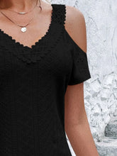 Load image into Gallery viewer, Delya Eyelet V-Neck Cold Shoulder Mini Dress