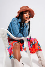 Load image into Gallery viewer, Celeste Cropped Denim Jacket With Raw Hem in Mid Wash