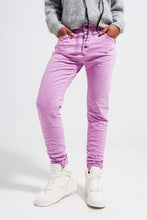 Load image into Gallery viewer, Diya Exposed Buttons Skinny Jeans in Pink