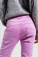 Load image into Gallery viewer, Diya Exposed Buttons Skinny Jeans in Pink