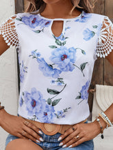 Load image into Gallery viewer, Floral Cutout Round Neck Blouse