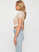 Load image into Gallery viewer, Tia Contrast Trim Pointed Hem Ribbed Crop Top