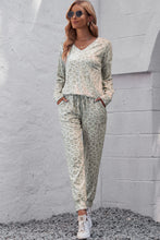 Load image into Gallery viewer, Libra Leopard V-Neck Top and Drawstring Joggers Lounge Set