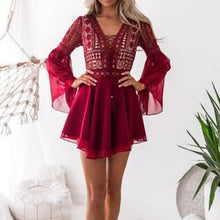 Load image into Gallery viewer, Vanessa Flare Sleeve Chiffon Dress