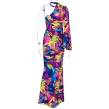 Load image into Gallery viewer, Sasha Side Slit Printed One Shoulder Maxi Dress