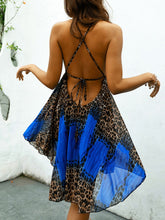 Load image into Gallery viewer, Banks Leopard Contrast Plunge Crisscross High-Low Dress
