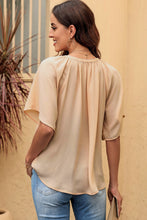 Load image into Gallery viewer, Gathered Detail Notched Neck Flutter Sleeve Top
