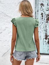 Load image into Gallery viewer, Amaryllis Contrast V-Neck Eyelet Top