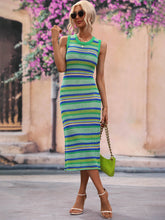 Load image into Gallery viewer, Nova Striped Round Neck Sleeveless Midi Cover Up