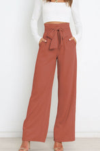 Load image into Gallery viewer, Micaela Tie Front Paperbag Wide Leg Pants