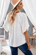 Load image into Gallery viewer, Gathered Detail Notched Neck Flutter Sleeve Top