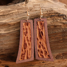 Load image into Gallery viewer, Aviva Geometrical Shape Wooden Dangle Earrings