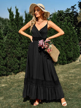 Load image into Gallery viewer, Isla Spaghetti Strap Smocked Waist Spliced Lace Dress