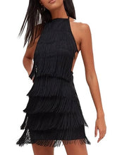 Load image into Gallery viewer, Backless Tassel Halter Dress