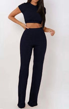 Load image into Gallery viewer, Ribbed O Neck Short Sleeve Set