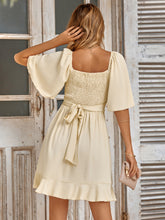 Load image into Gallery viewer, Blair Smocked Tie Back Ruffle Hem Dress