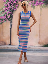 Load image into Gallery viewer, Nova Striped Round Neck Sleeveless Midi Cover Up