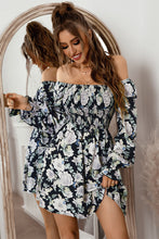 Load image into Gallery viewer, Floral Flounce Sleeve Smocked Square Neck Dress