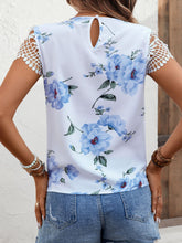 Load image into Gallery viewer, Floral Cutout Round Neck Blouse