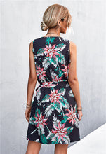 Load image into Gallery viewer, Kaede Printed Zip Detail Belted Sleeveless Dress
