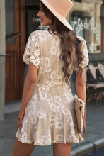 Load image into Gallery viewer, Della Floral Lace Pompom Detail Tie-Waist Flutter Sleeve Dress