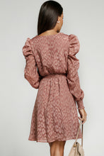 Load image into Gallery viewer, Darya Leopard Belted Puff Sleeve V-Neck Dress