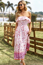 Load image into Gallery viewer, Bohemian Strapless Slit Midi Dress