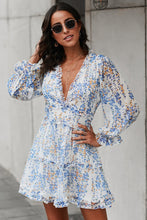 Load image into Gallery viewer, Blaze Floral Frill Trim Plunge Flounce Sleeve Dress