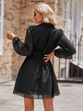 Load image into Gallery viewer, Summer Belted Surplice Neck Long Sleeve Mini Dress