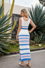 Load image into Gallery viewer, Ruelle Striped Openwork Cropped Tank and Split Skirt Set