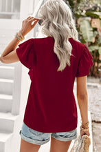 Load image into Gallery viewer, Andaz Contrast Ruffle Trim Flutter Sleeve Blouse