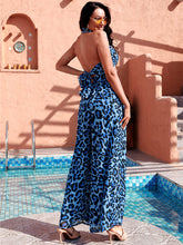 Load image into Gallery viewer, Cicely Leopard Print Crisscross Wide Leg Jumpsuit
