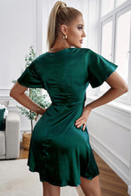 Load image into Gallery viewer, Radleigh Tie Front Plunge Flutter Sleeve Mini Dress