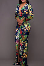 Load image into Gallery viewer, Lola Printed Plunge Neck Leg Split Maxi Dress