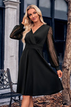 Load image into Gallery viewer, Gabrielle Surplice Neck Swiss Dot Long Sleeve Dress