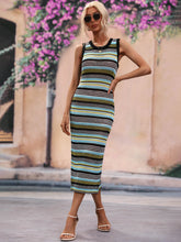 Load image into Gallery viewer, Nova Striped Round Neck Sleeveless Midi Cover Up