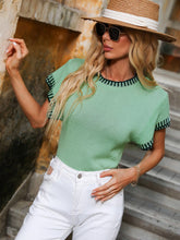 Load image into Gallery viewer, Siobhán Contrast Round Neck Short Sleeve Knit Top