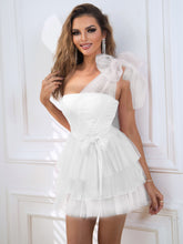 Load image into Gallery viewer, One-Shoulder Tie Waist Layered Dress
