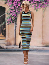Load image into Gallery viewer, Nova Striped Round Neck Sleeveless Midi Cover Up