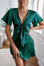 Load image into Gallery viewer, Radleigh Tie Front Plunge Flutter Sleeve Mini Dress