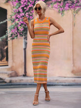Load image into Gallery viewer, Nova Striped Round Neck Sleeveless Midi Cover Up
