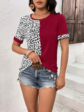 Load image into Gallery viewer, Leopard Round Neck Short Sleeve Tee