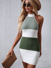 Load image into Gallery viewer, Color Block Halter Neck Knit Dress