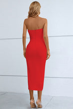 Load image into Gallery viewer, Thaïs Cutout Strapless Drawstring Detail Split Bandage Dress