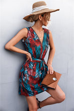 Load image into Gallery viewer, Kaede Printed Zip Detail Belted Sleeveless Dress