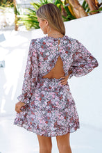 Load image into Gallery viewer, Blaze Floral Frill Trim Plunge Flounce Sleeve Dress